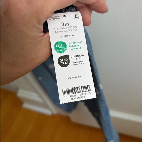 Carter's Denim Blue Floral Romper - Picture 2 of 3